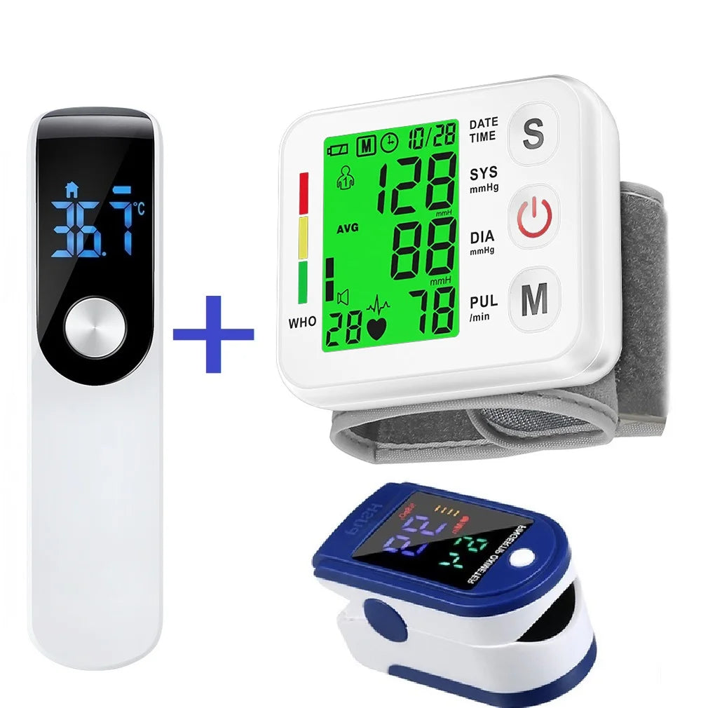 Blood Pressure Digital Wrist Blood Pressure Monitor Medical Upper Automatic Tonometer Meter Pulse Oximeter Forehead thermometer