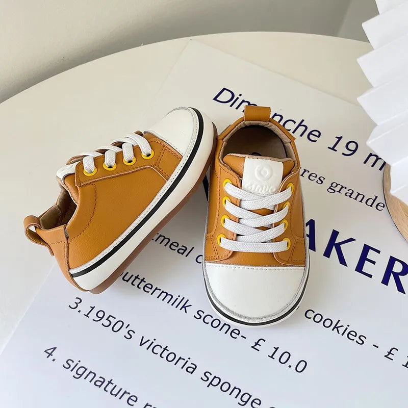 Spring/Autumn Baby Shoes Leather Toddler Boys Barefoot Shoe Soft Sole Girls Outdoor Tennis Fashion Little Kids Sneakers