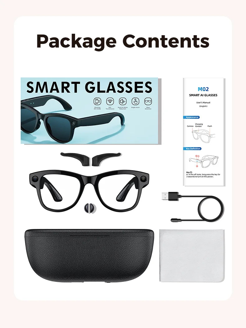 2026 Smart AI Glasses 4K 800W Camera 3600mAh Power Bank 32GB Memory 120+ Translation ChatGPT Music Photos &Video Sunglasses Men