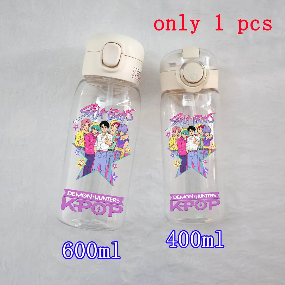 400ML-600ML Animated Movie K-Pop: Demon Hunters HUNTR/X Plastic Large Capacity Water Cup Bottle Gourde Drinking Bottle Gifts