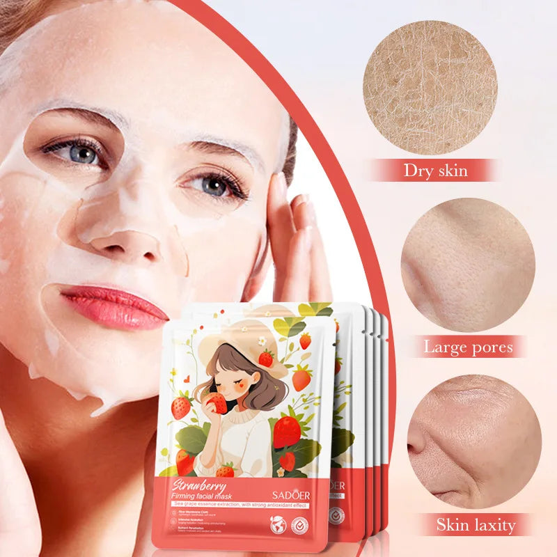 10pcs SADOER Fruits Facial Masks for Face Moisturizing Brightening Firming Hydrating Face Mask Beauty Facial Skin Care Products