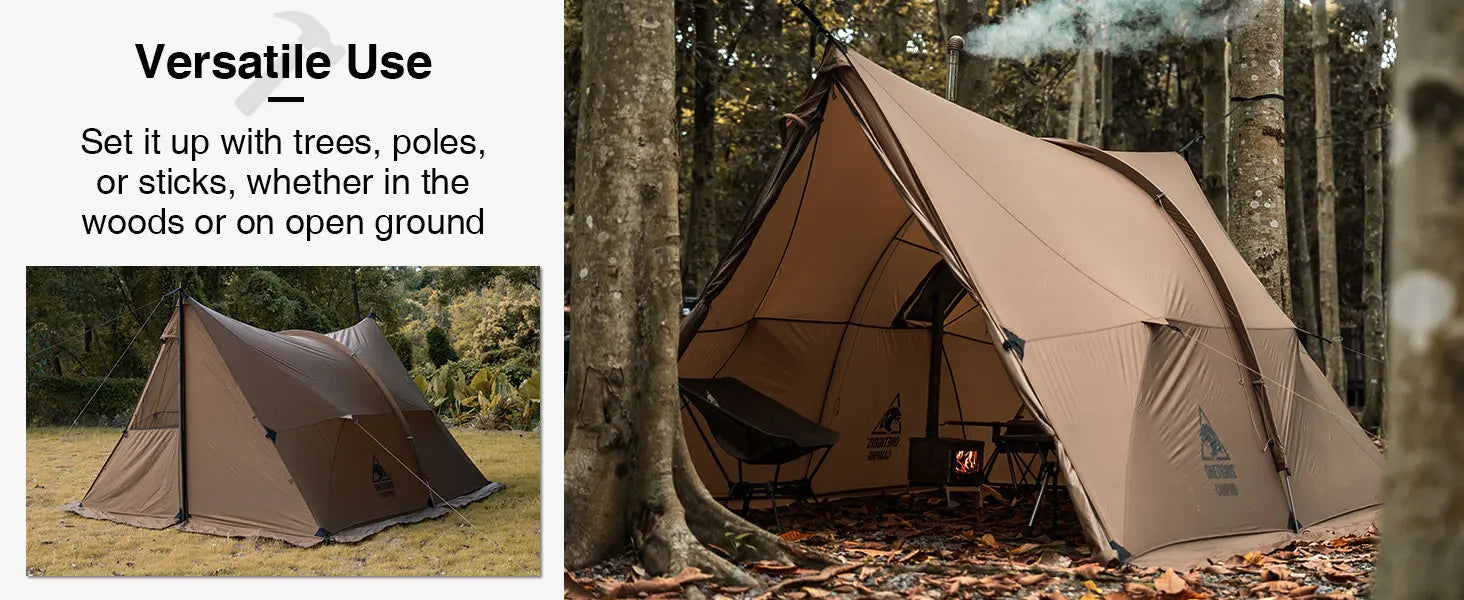 Onetigris ASH Hammock Canopy 4 Person Camping Hot Tent with Stove Jack 4 Season Waterproof Windproof for Survivalist Hiking