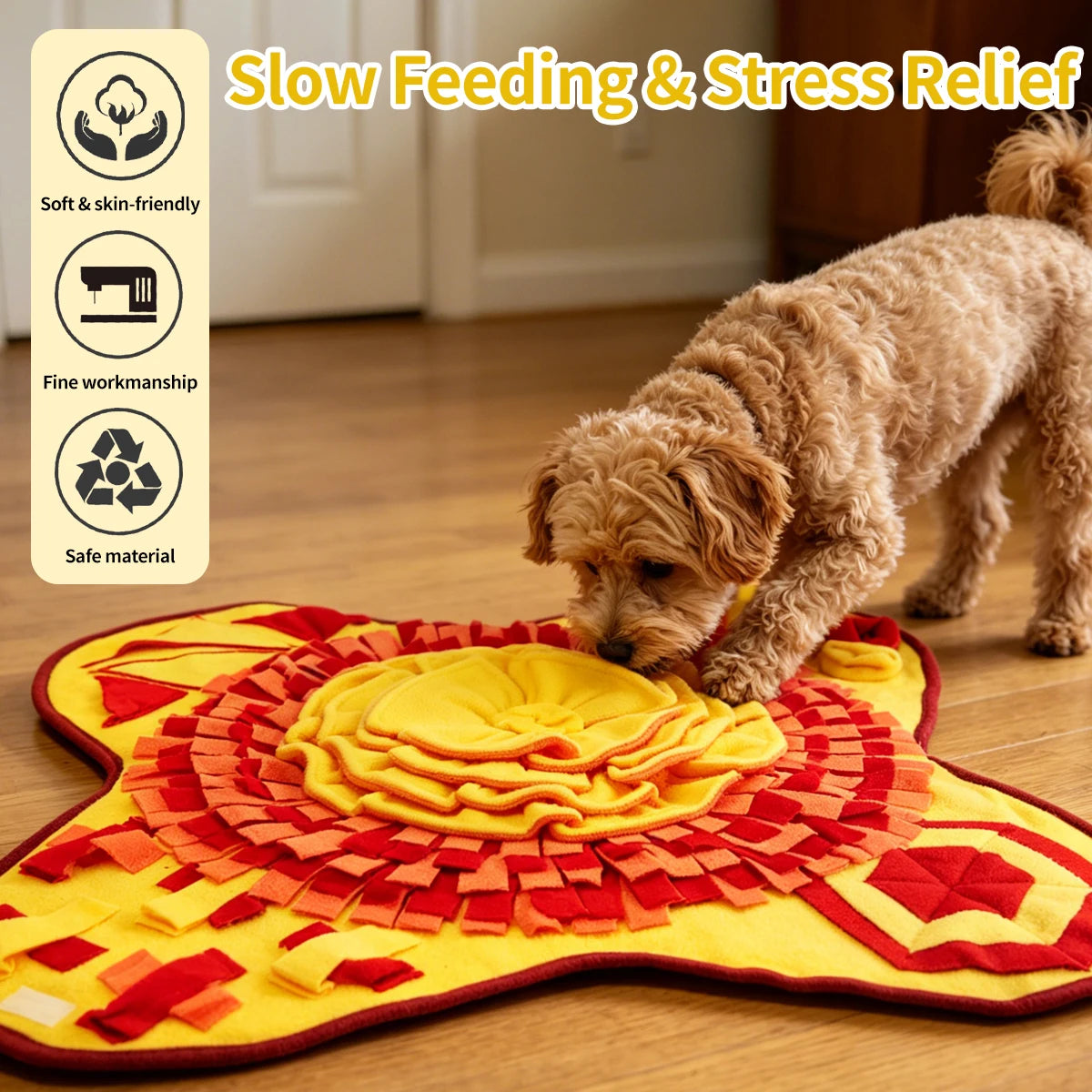 Washable Dog and Cat Snuffle Mat by I YAN, scent training blanket with textured surface for slow feeding and enrichment.