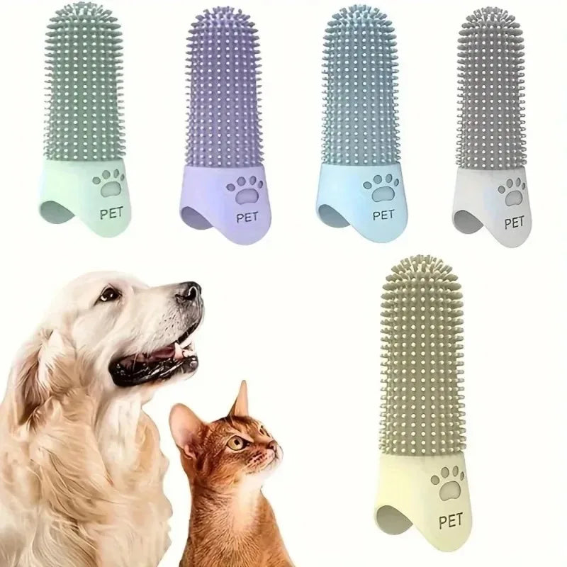 I YAN soft silicone dog and cat finger toothbrush with 360° design for effective pet dental cleaning, durable pet finger brush.