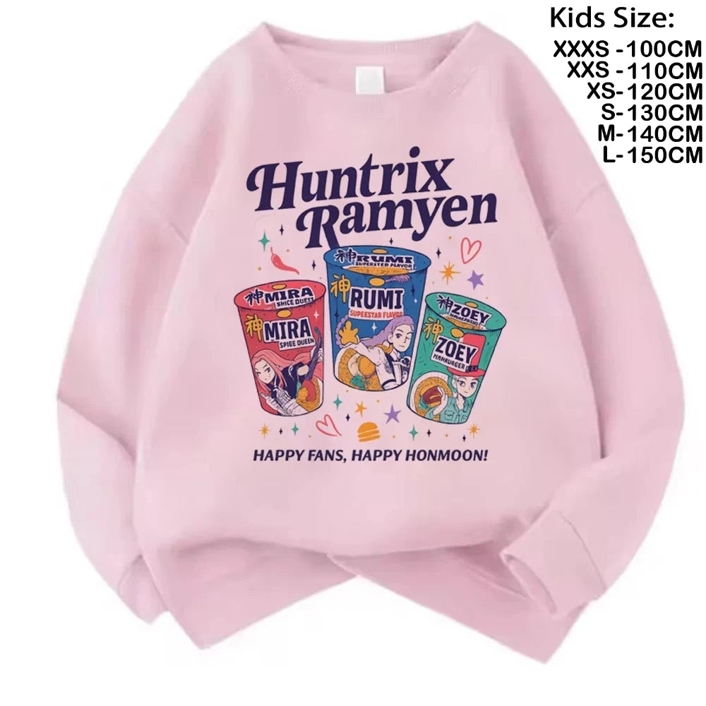 Movie Fans Gift Hoodie Girls Kids Huntrix Kpop Demon Hunters Children's Sweatshirt Cute Tiger Harajuku Hoody for Boys Girls