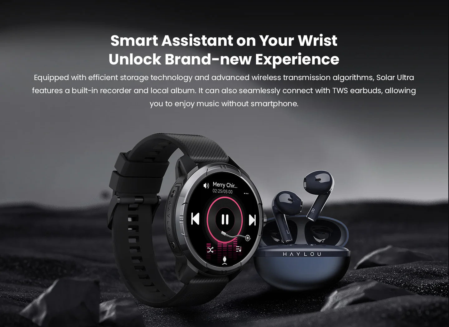 HAYLOU Solar Ultra GPS Smartwatch 1.6” AMOLED Display 5ATM Waterproof Built-in GPS Bluetooth Phone Calls Sports Smart Watch