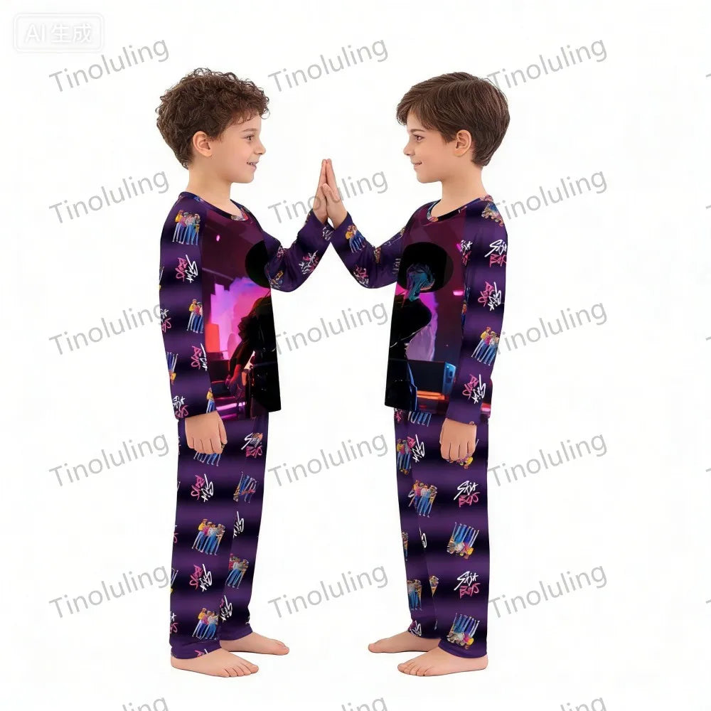 KPop Girls Pyjamas Suit Kids Pajamas Set Long Sleeve Girls Clothing 2pcs Children's Sleepwear Cartoon Boys Nightwear 3-14Y
