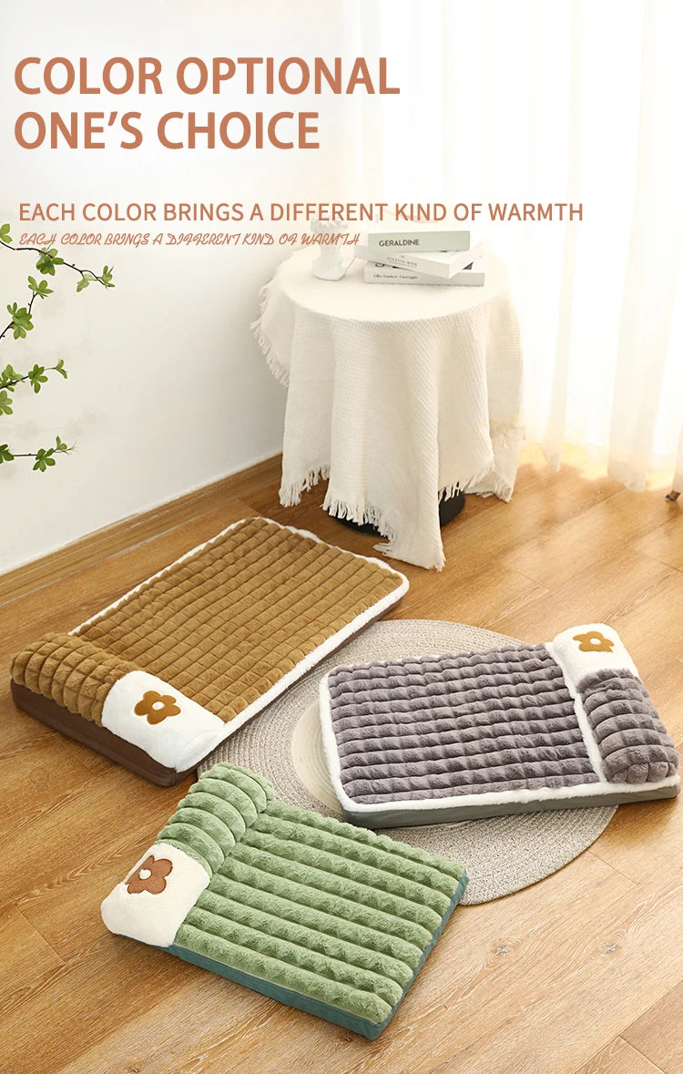Thickened Dog Bed Removable Winter Super Warm Washable Dog Mat Deep Sleep Fluff Bed for Small Medium Large Dogs Cats Pillow
