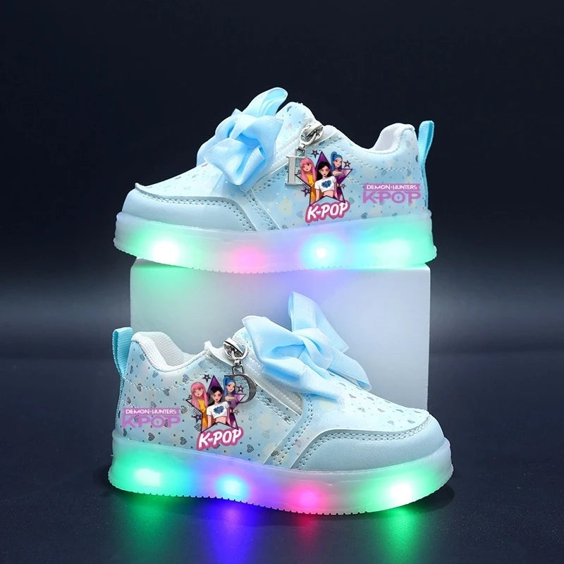 Hot Kpop Demon Hunter Children Led Shoes Boys Girls Lighted Sneakers Glowing Shoes Kid Sneakers With Luminous Sole Running Shoes