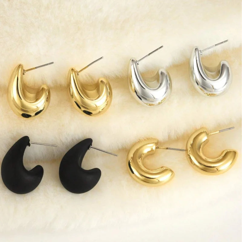 4Pair/Set Vintage Glossy Thick Acrylic Water Drop Stud Earring Fashion Creative Tear Drop Earrings Women's Elegant Party Jewelry