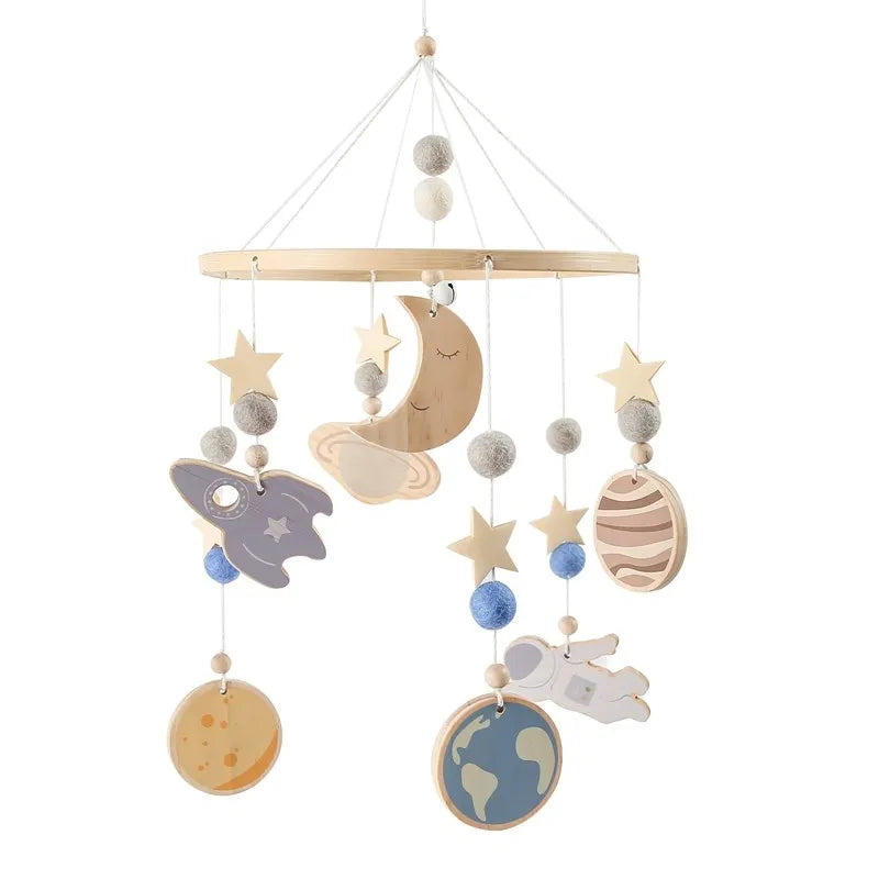 Crochet Stars Baby Crib Mobile – Wooden Bed Bell Hanging Toy for Newborns 0-12M - I YAN