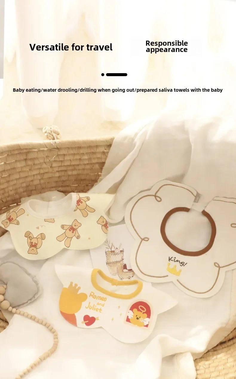 3-Pack Cotton Gauze Baby Bibs | Soft Petal Print Drool Bibs for Newborns - I YAN