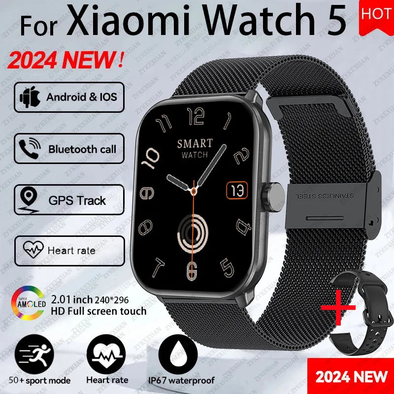 Watch 5 Global Version Men Women AMOLED Screen Always Show Time Heart Rate Bluetooth Call GPS Track Waterproof Sports Smartwatch