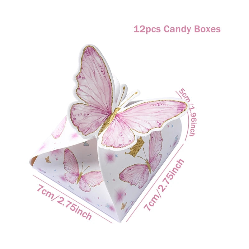 Butterfly Birthday Party Decoration Kids Girls Butterfly Party Disposable Tableware Paper Cup Plate Birthday Baby Shower Party - I YAN