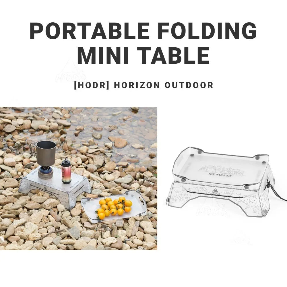 Folding mini Table Small Ultralight Folding PP Camp Table & Tray 97 g | Food-Grade Portable for Camping, Hiking Equipment