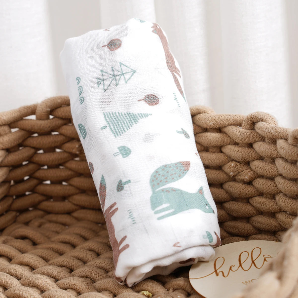 Elinfant Baby Muslin Swaddle Blanket 120x110cm Bamboo Cotton – SGS/CPSIA Certified Soft Print Wrap for Newborns - I YAN