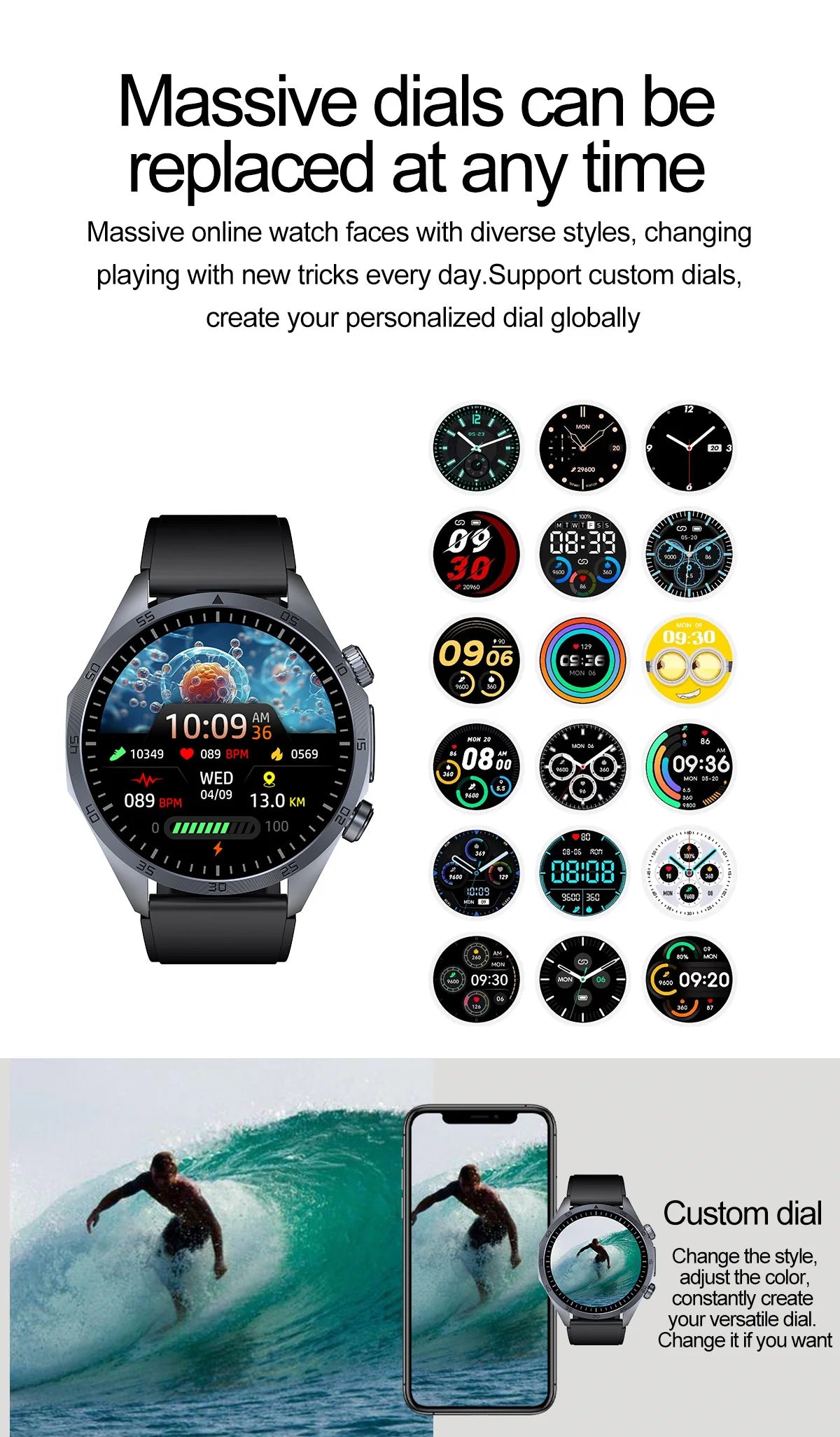 2026 New Pulse﻿ ECG+PPG Treatment Smart Watch Men Blood Lipid Uric Acid BP Body Fat Tired monitor Sports Health Call Smartwatch