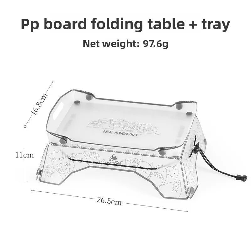 Folding mini Table Small Ultralight Folding PP Camp Table & Tray 97 g | Food-Grade Portable for Camping, Hiking Equipment