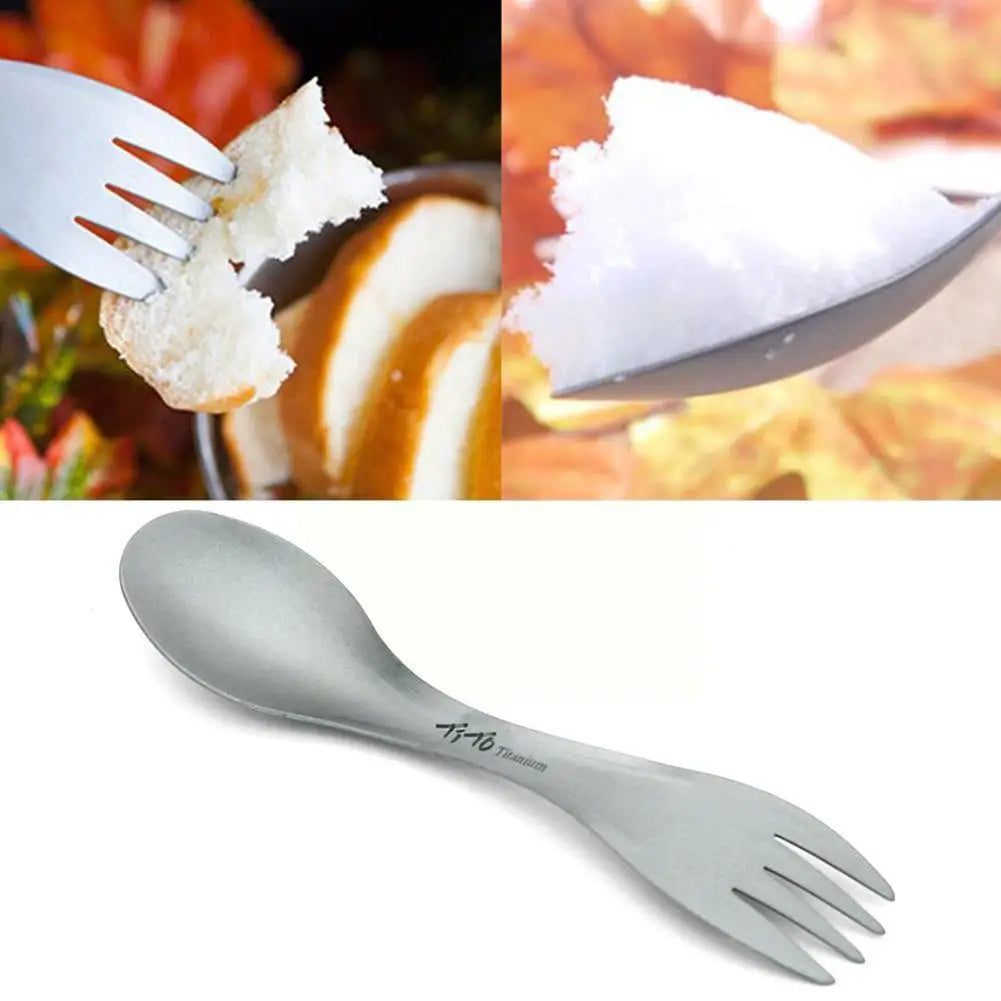 Titanium Spork Spoon Ultralight Cookware for Outdoor Camping Picnic Accessories Portable Hiking Travel 2 in 1 Tableware M5Z1