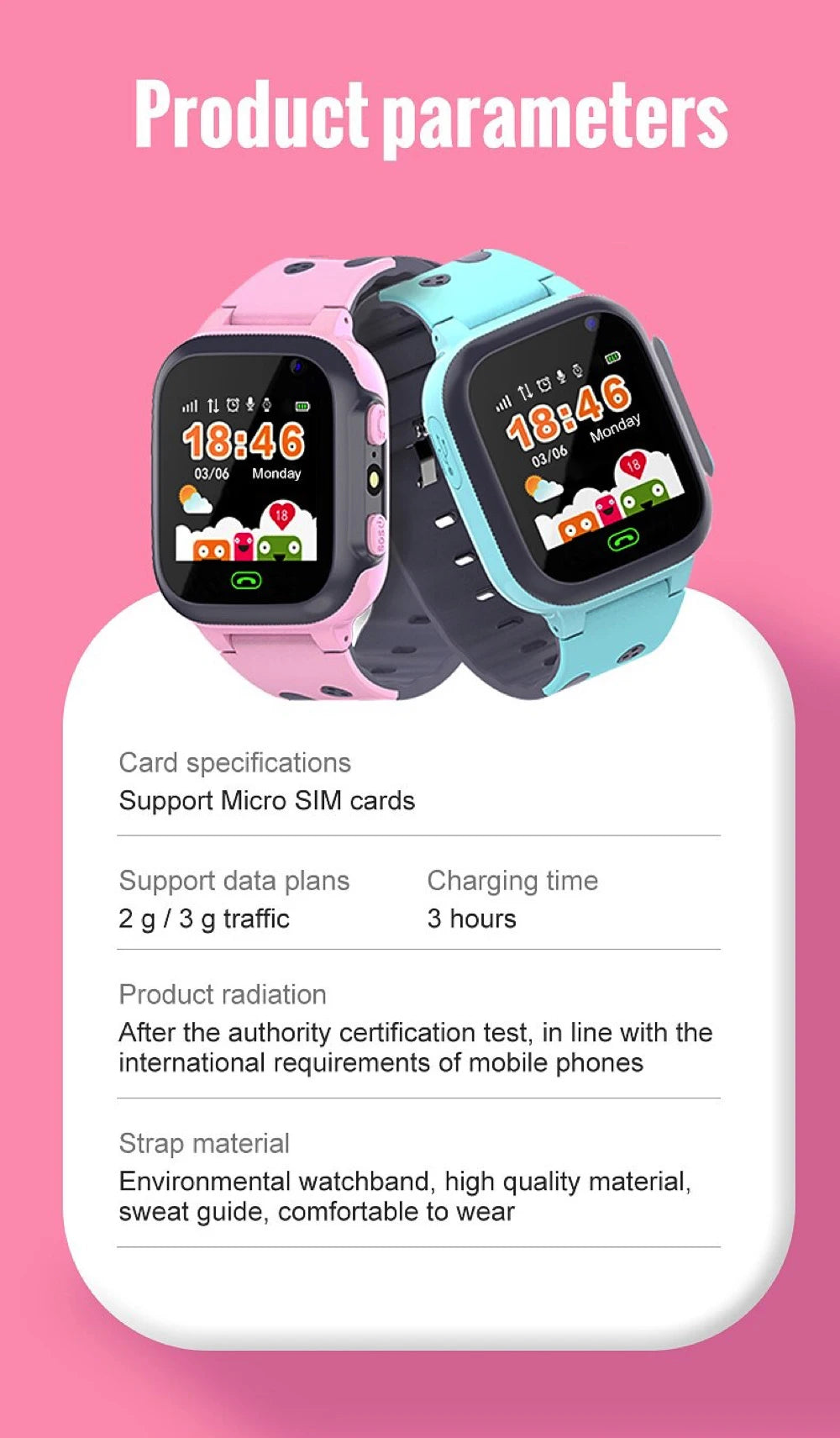 Kids Smart Watch SOS SIM Card LBS Tracker – Waterproof Phone Watch with Camera for Boys & Girls (Q19 / Z1 / A28 / Q88) - I YAN