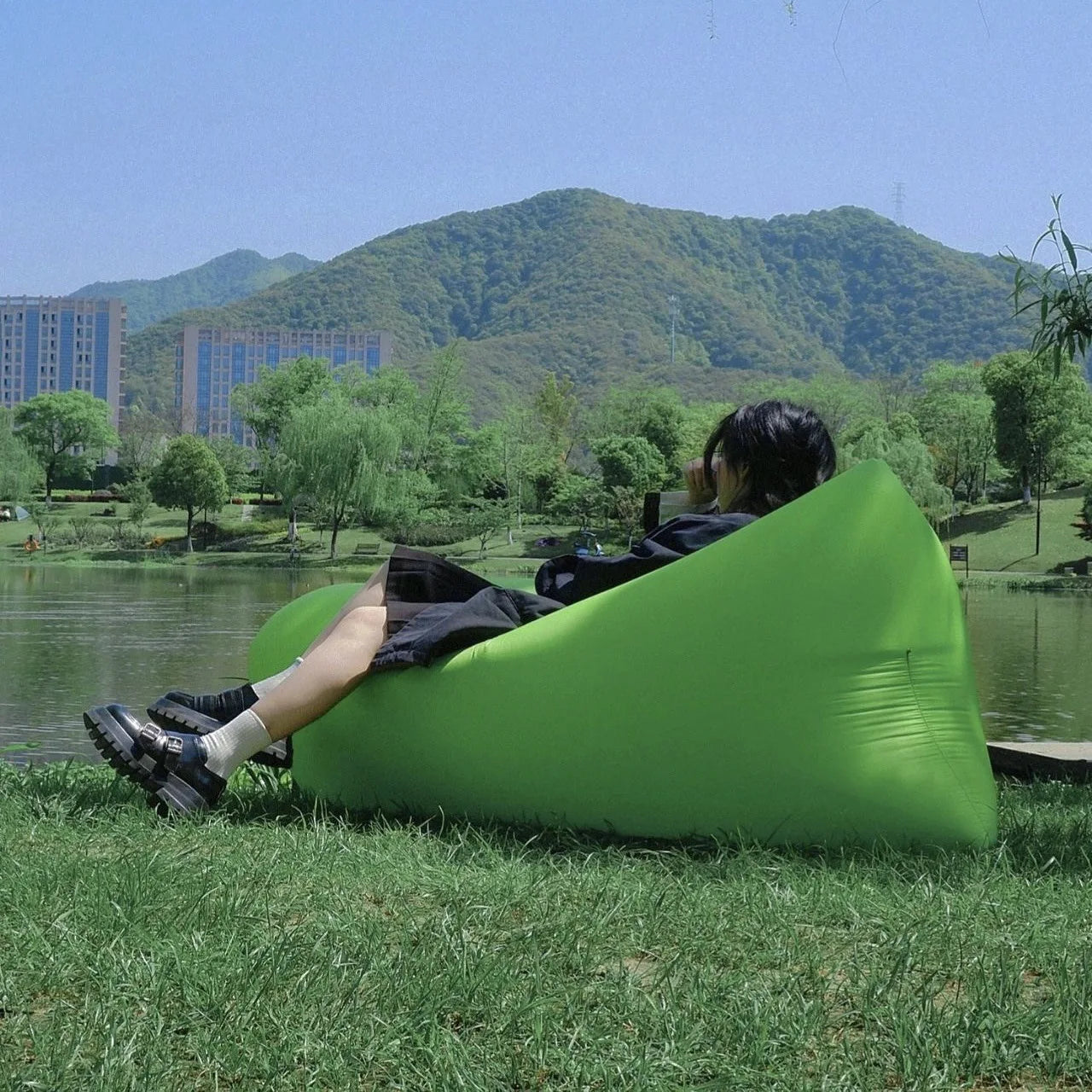 Fast Inflatable Sofa Camping Air Lounger Beach Sleeping Bag Portable Foldable Air Sofa For Travel Picnic Outdoor Lazy Bed Chair