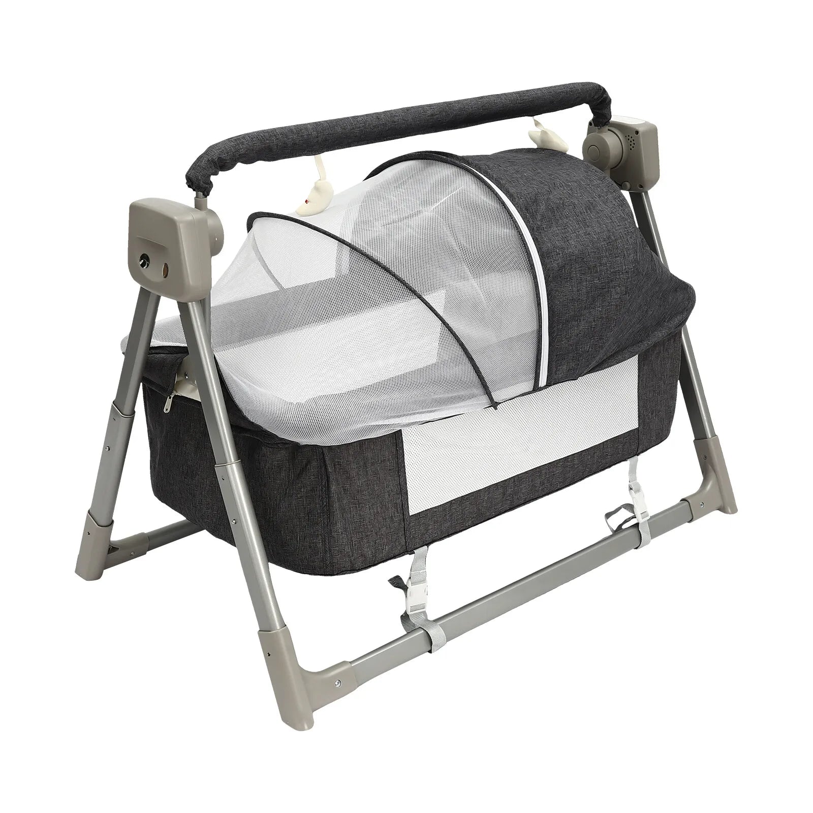Portable electric baby swing cradle with Bluetooth, I YAN brand, featuring a rocking crib and bassinet for infants.