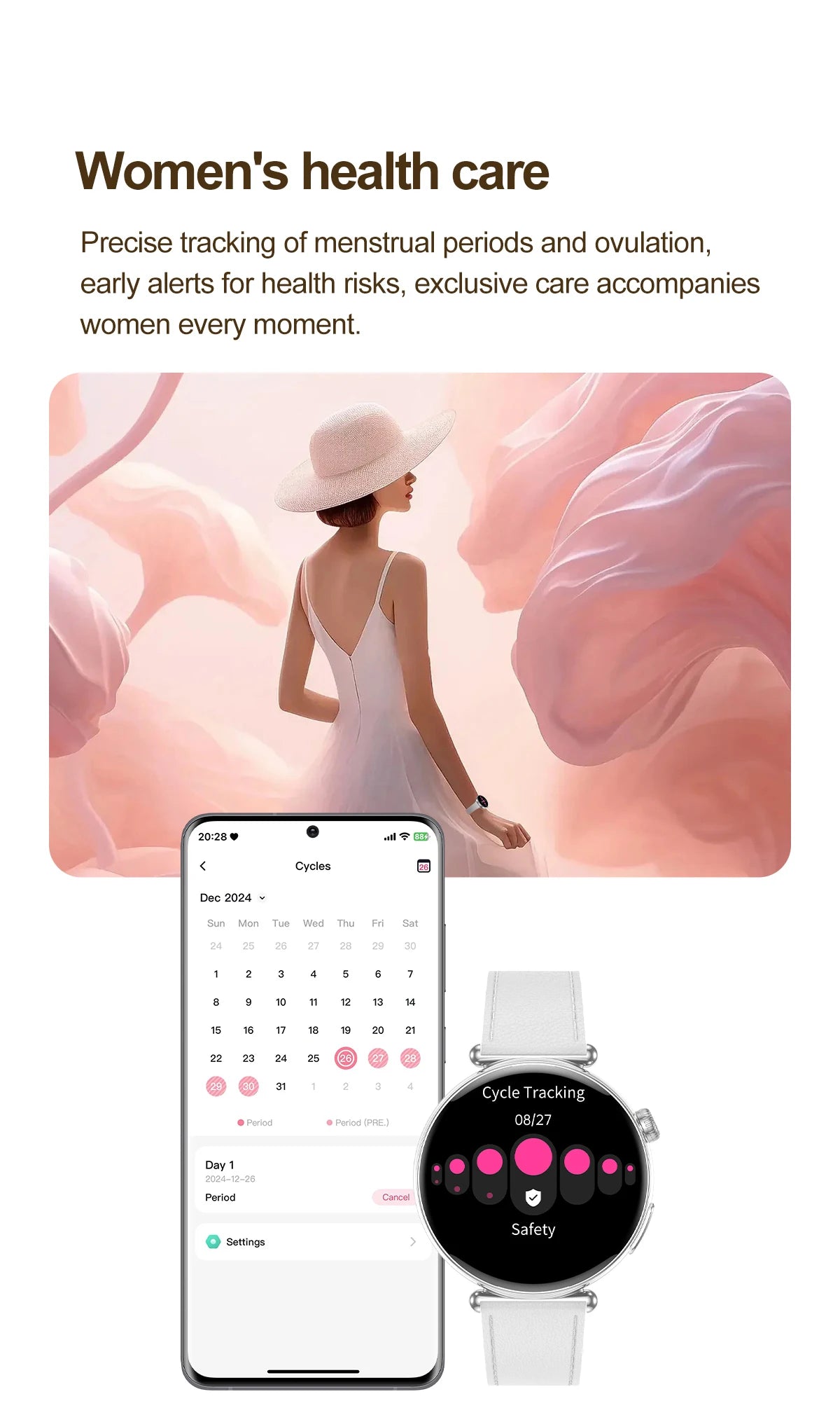 2026 New Women AI Smart Diagnosis Smart Watch HRV+ECG Uric Acid Blood Oxygen Health Monitor IP68 Waterproof Sports Smartwatches