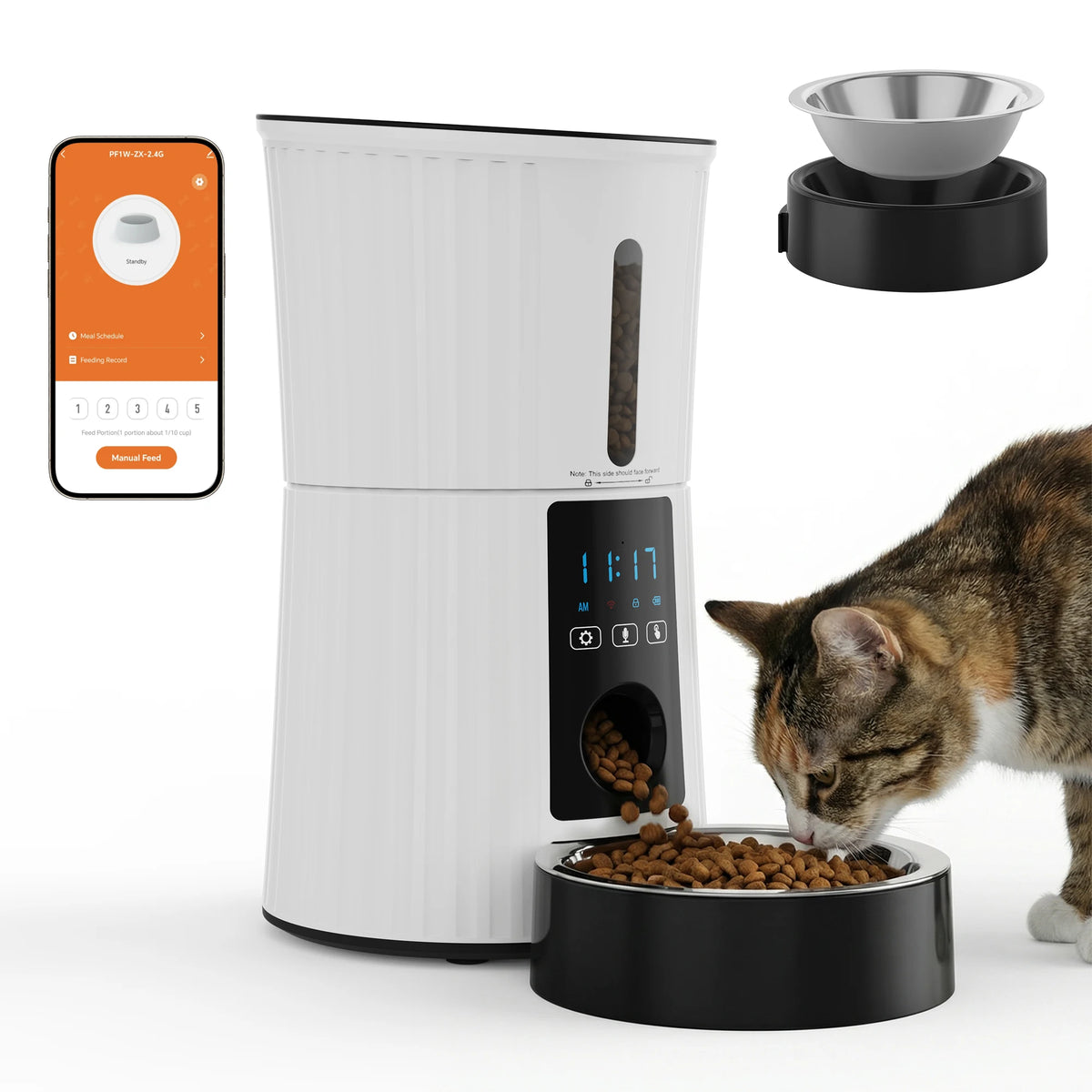 I YAN JHK 4L automatic WiFi cat feeder with digital timer, app control, dual power supply, indoor pet food dispenser.