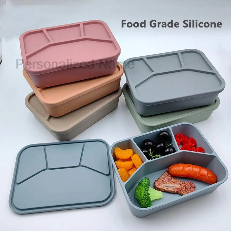 Silicone Bento Lunch Box | 4-Compartment Leakproof Food Container for Kids & Adults - I YAN