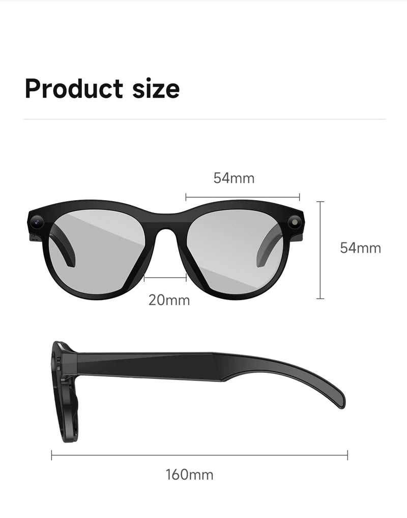 2026 New 500W Pixel Smart Glasses AI Cam Recognition Photography Video Record Bluetooth Call Music Playback Voice Wake Up New