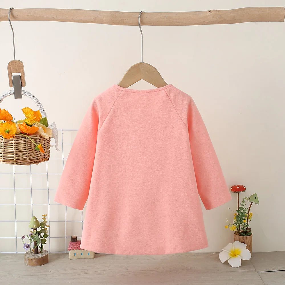 Children's New Girls' Round Neck Raglan Sleeve Woolen Coat Children's Autumn and Winter Westernized Solid Color Woolen Top