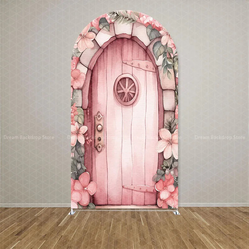 Custom Double-sided Wonderland Fairy Mushroom Butterfly Arch Backdrop Cover Girls Birthday Party Baby Shower Decor Background