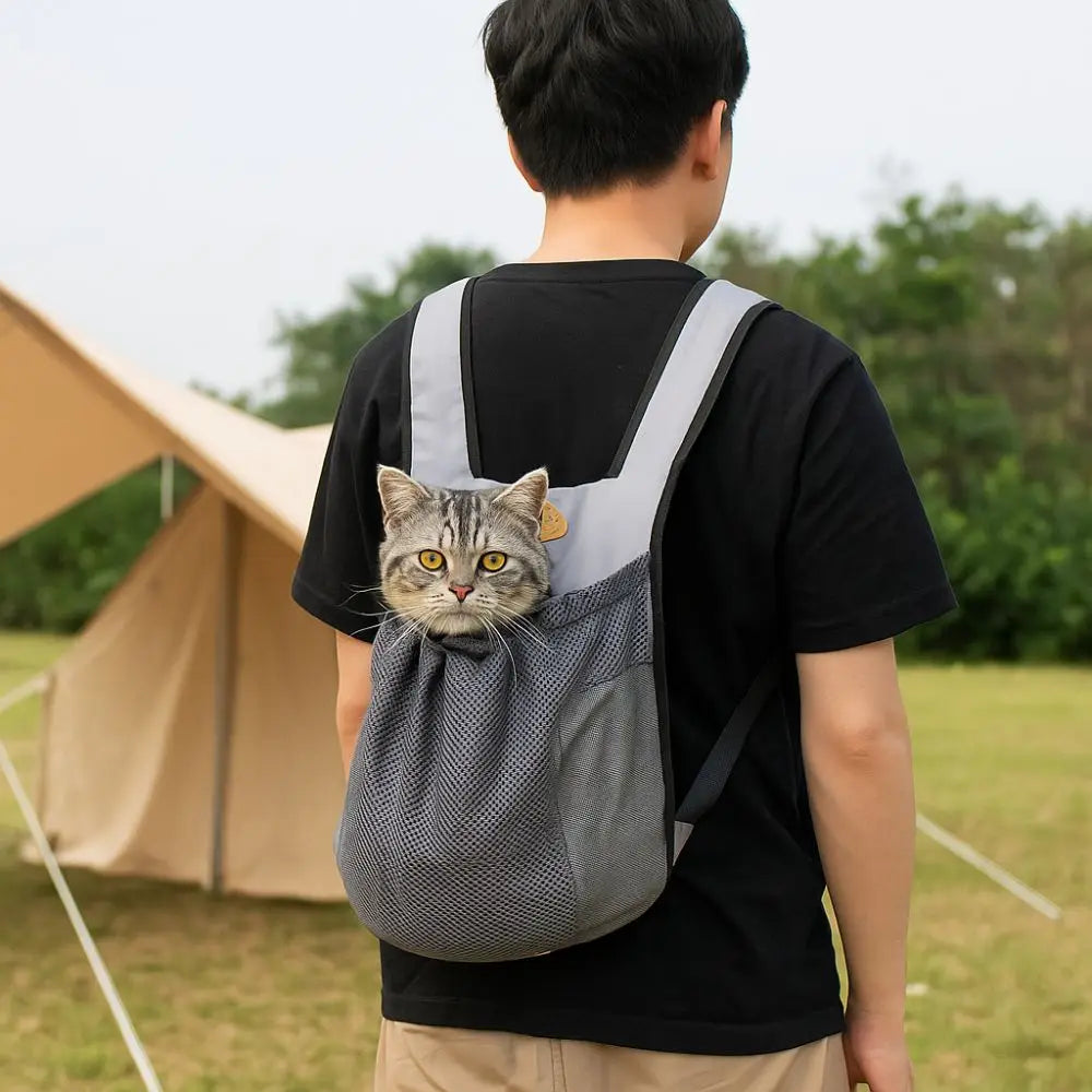 Breathable Pet Chest Shoulder Bag Double Shoulder Adjustable Pet Travel Bag Foldable Cycling Pet Backpack Outdoor Hiking