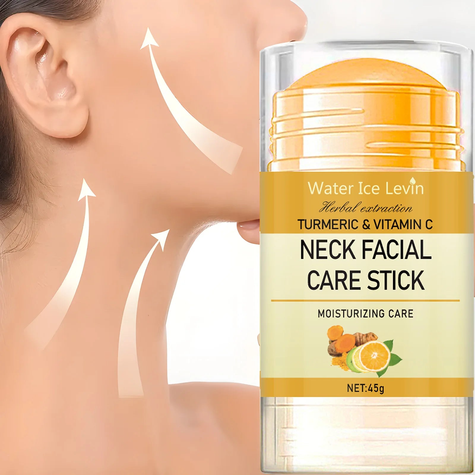Turmeric & Vitamin C Neck Care Stick, Moisturizes with Herbal Extracts for Smooth, Glowing, Elastic Neck Skin