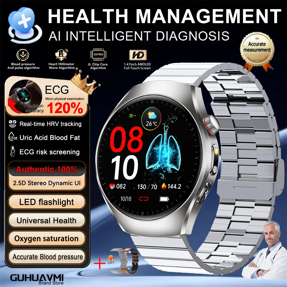 New Brand 2026 upgrade Health Check Smart Watch ECG Blood Lipid Uric Acid Body Fat Sport Waterproof HD Call SmartWatch Man Women