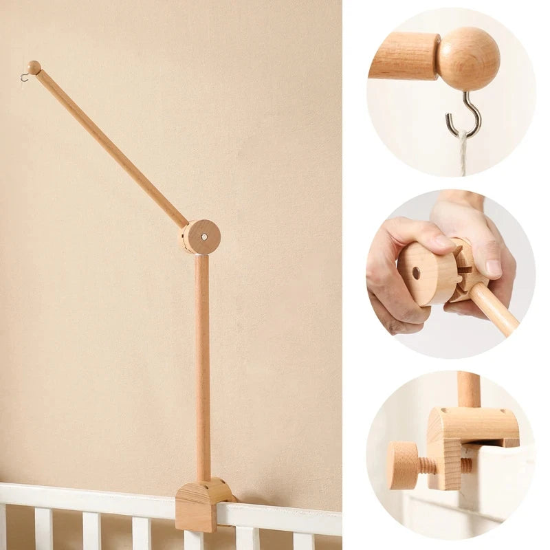 Baby Crib Mobile with Cartoon Felt Forest Animals – Wooden Bed Bell 0-12M - I YAN