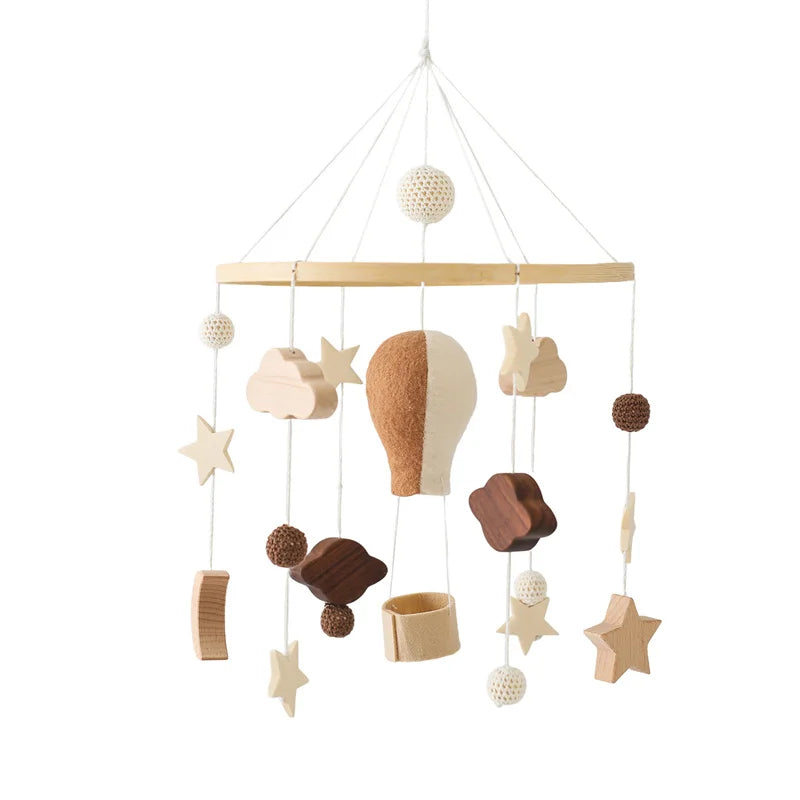 Wooden Baby Crib Mobile with Music Box – Bed Bell Hanging Rattle for Newborns 0-12M - I YAN