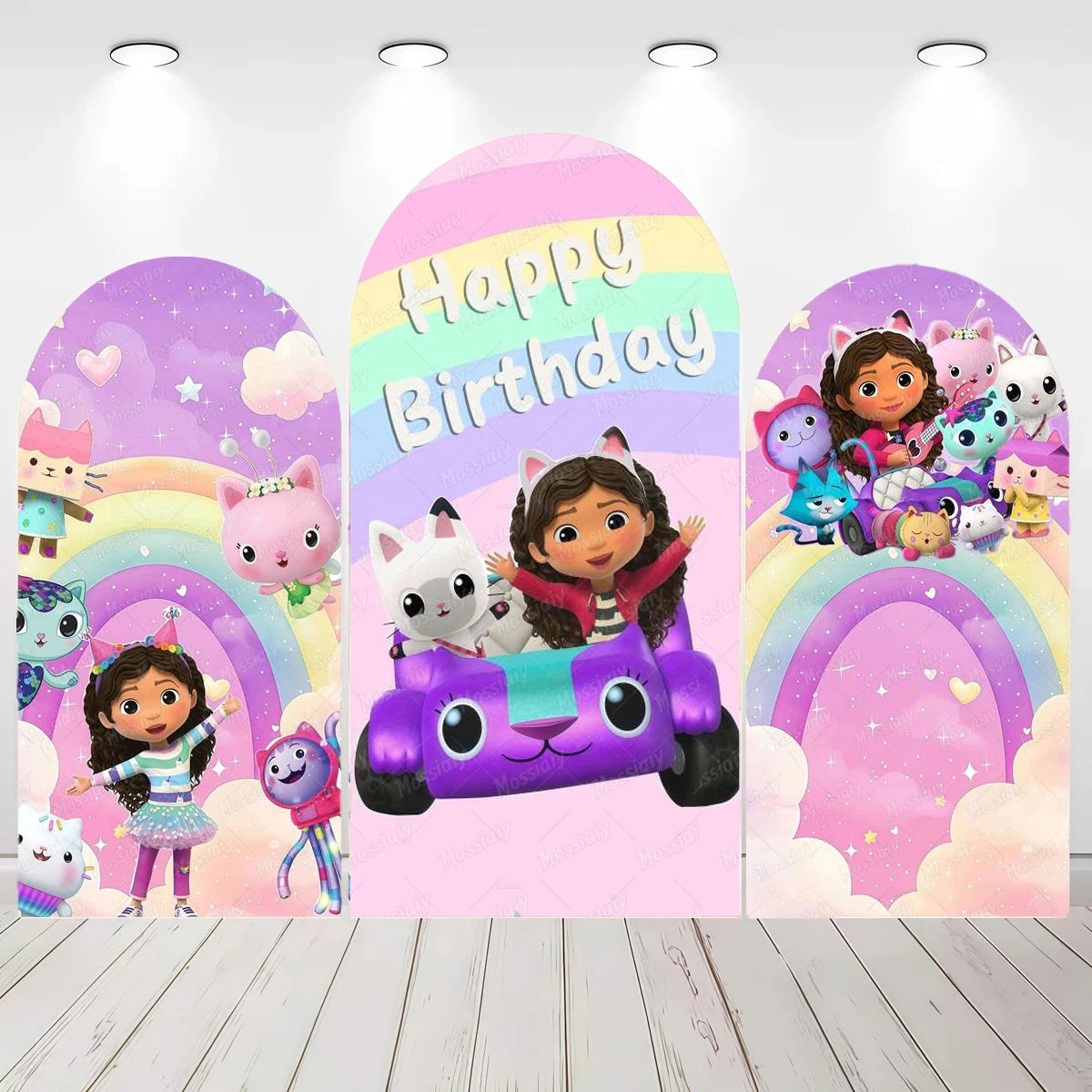 Colorful Gabby Dollhouse Arch Backgrounds Children Birthday Party Decoration Photography Backdrop Photo Studio Shoot Supplies