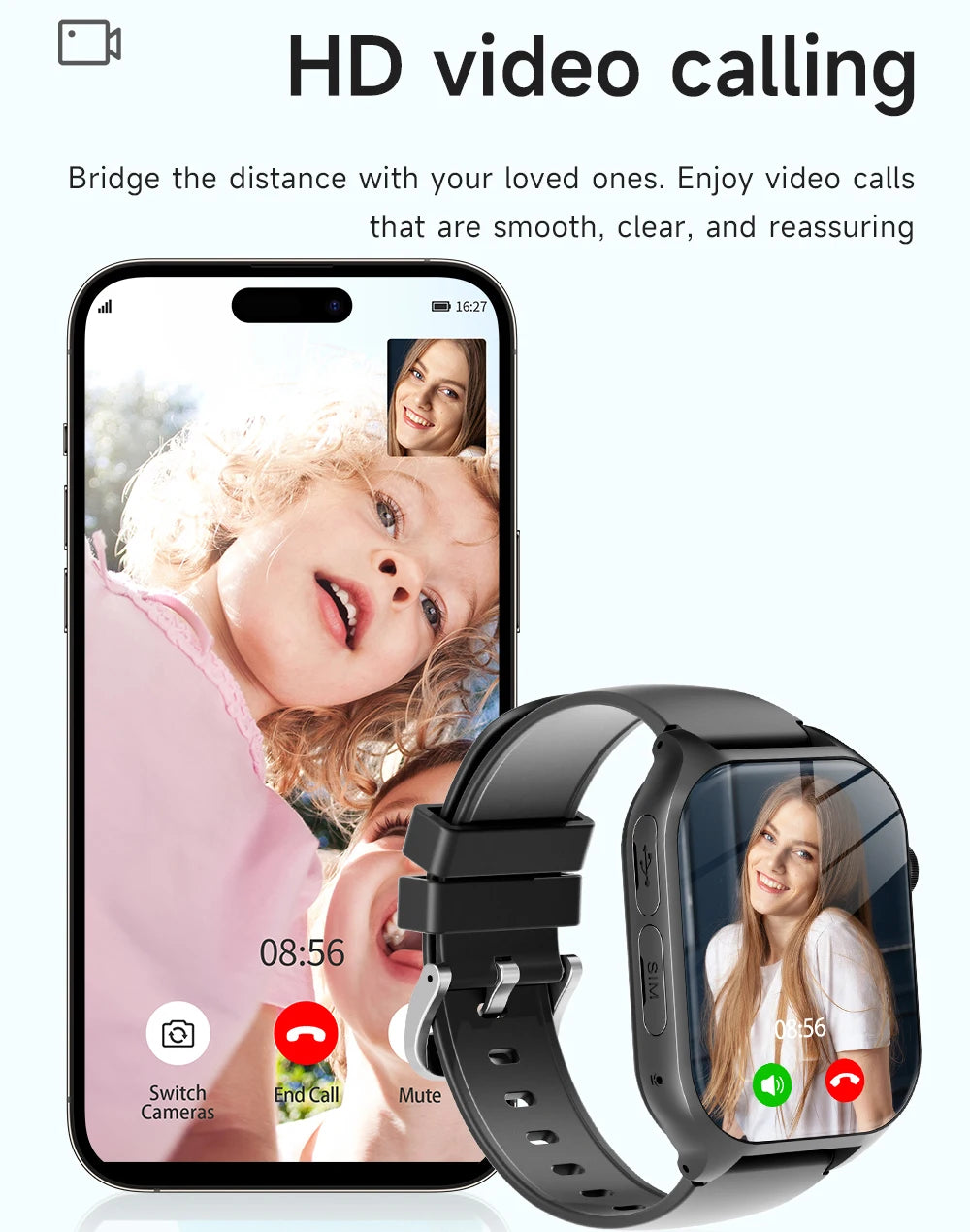 New Smart Watches 4G Kids GPS AGPS LBS SOS Music Playback Camera Smartwatch Waterproof Video Call 800mAh Boy Girl Children Gift
