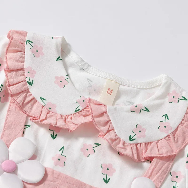 Baby Girl Dress Summer Small Floral Print Lace Lapel Cute Baby Girl Dress Summer Vacation Two Cute Baby Girl Dresses