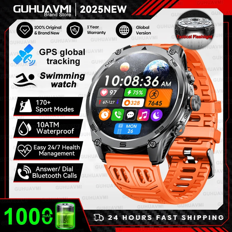 2025 NEW T-REX3 Built-in Dual-band GPS Sports Smart Watches 1000 mAh Battery Compass Outdoor RIDE Run 10ATM Waterproof Bracelet