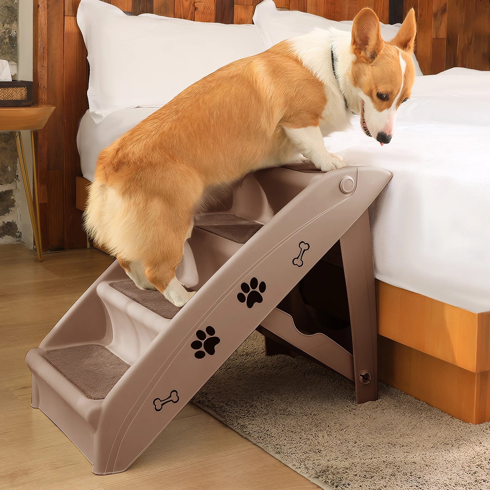 4-Step Pet Dog Stairs Folding Cat and Dog Steps Nonslip Dog Stairs Ramp Sofa Ladder Pet Furniture for High Bed Chair Couch Sofa
