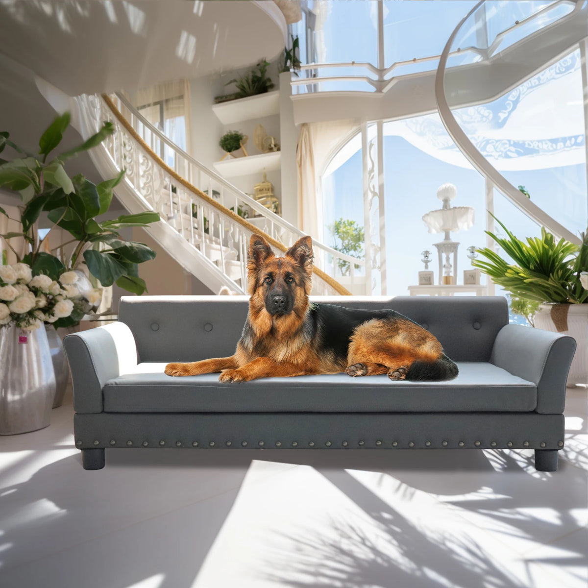 Durable I YAN Bingopaw rectangular pet bed for medium and large dogs, elevated dog sofa with modern design and comfortable cushioning
