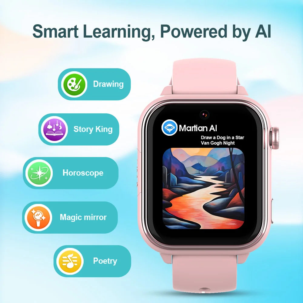 Wonlex KT37 Kids Smart Watch AI Voice Assistant GPS WiFi Location Tracker 4G Video Call  APP Monitor Children Smart Watch - I YAN