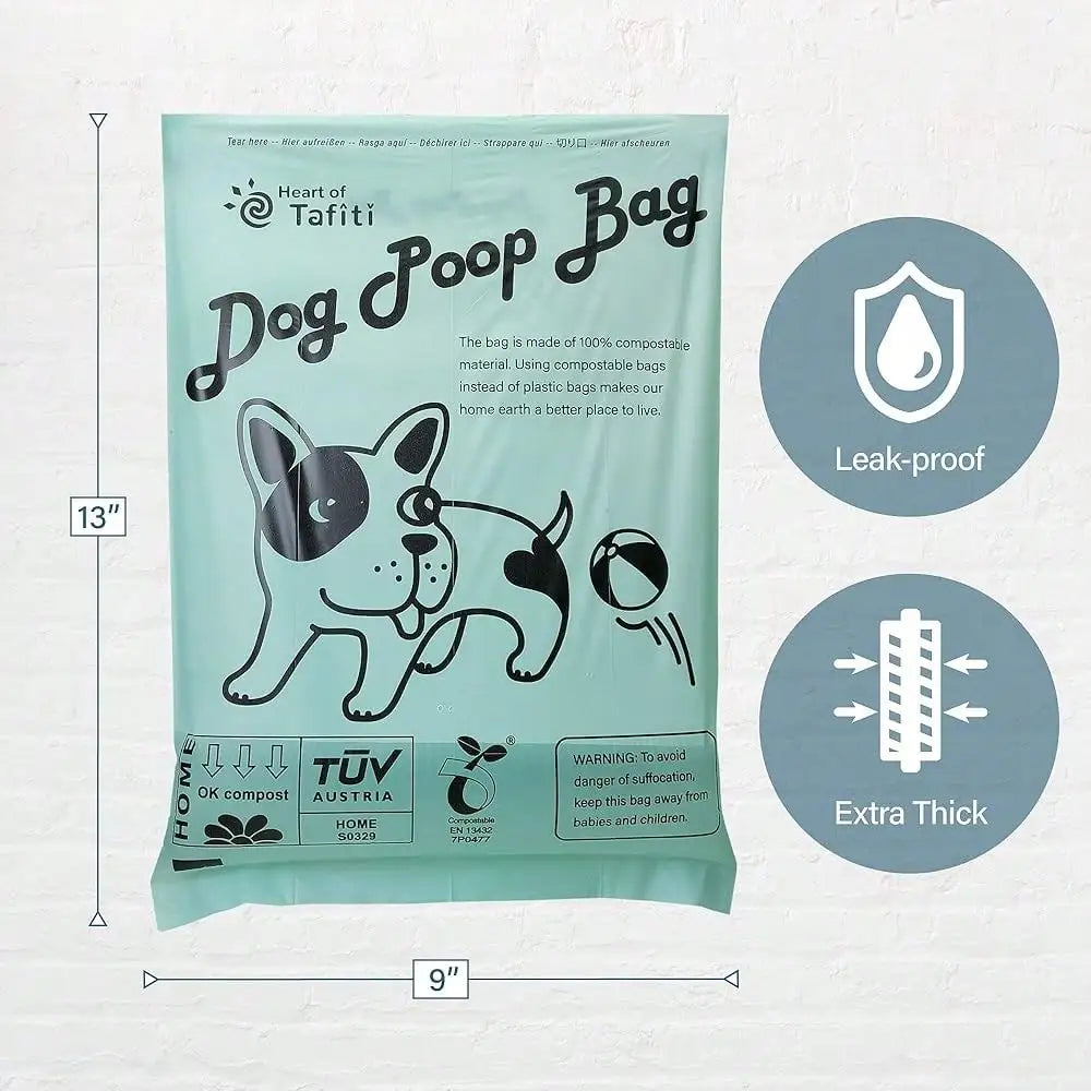 Pack of 75 compostable dog poop bags by I YAN, extra thick, leak-proof, unscented, 9x13 inches, plant-based dog waste bags.