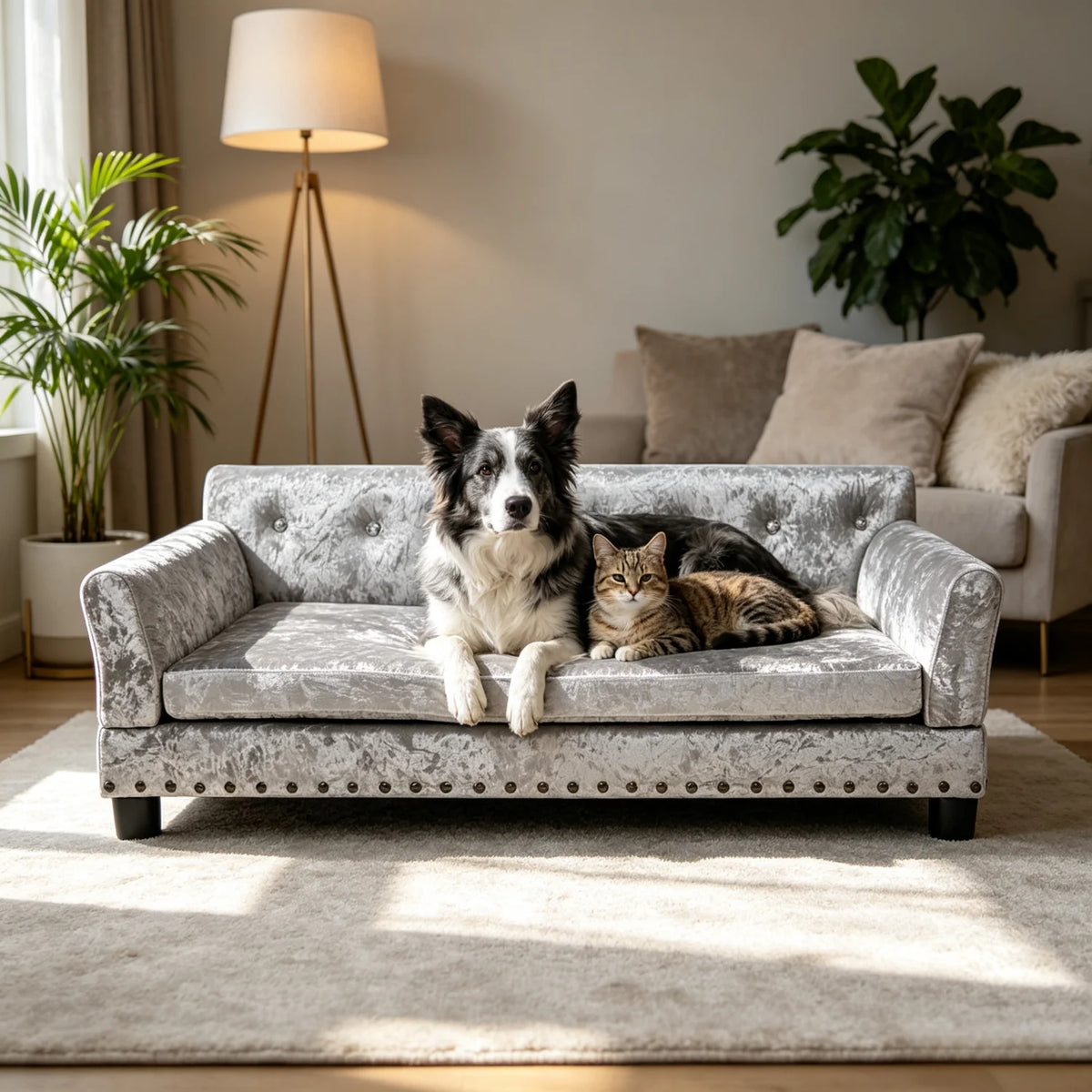 I YAN extra large dog sofa bed with elevated design, cushioned lounge furniture for medium to large dogs, removable sponge cushion
