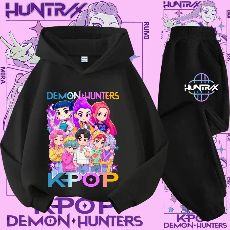 K-Pop Devil Hunter Kids Tracksuit Set – Soft Breathable Hoodie & Pants Girls & Boys Ages 4-13 - I YAN