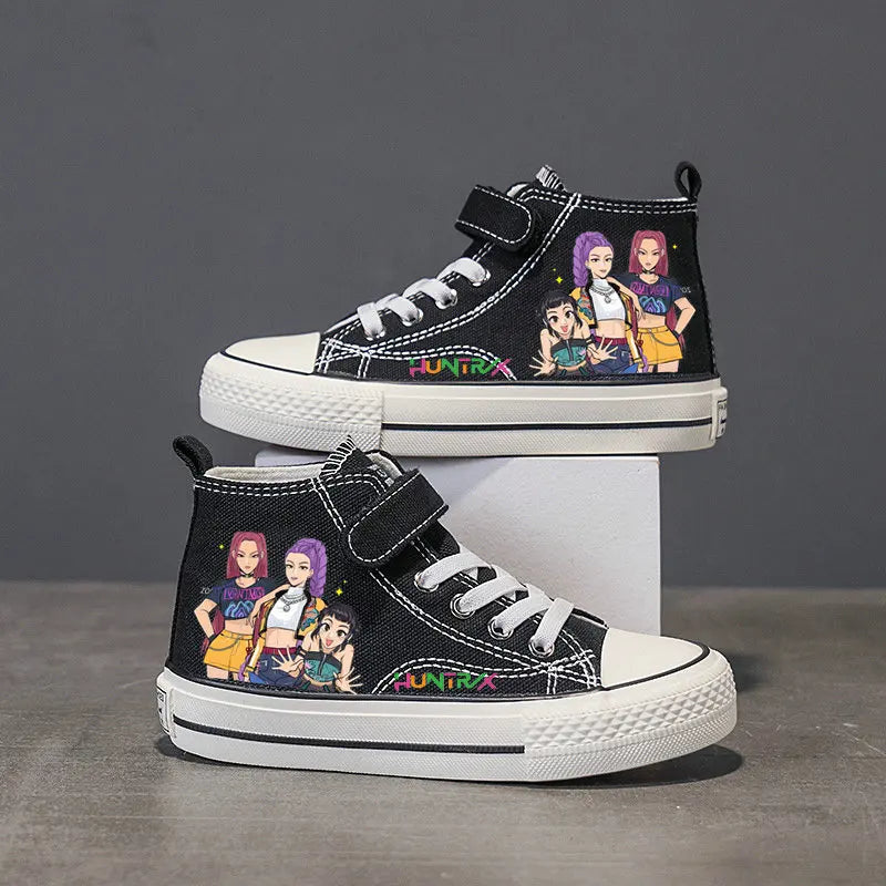 Kpop Demon Hunter Children's Canvas Shoes Girls Sneakers Breathable sports shoes Student outdoor running tennis shoes 25-36