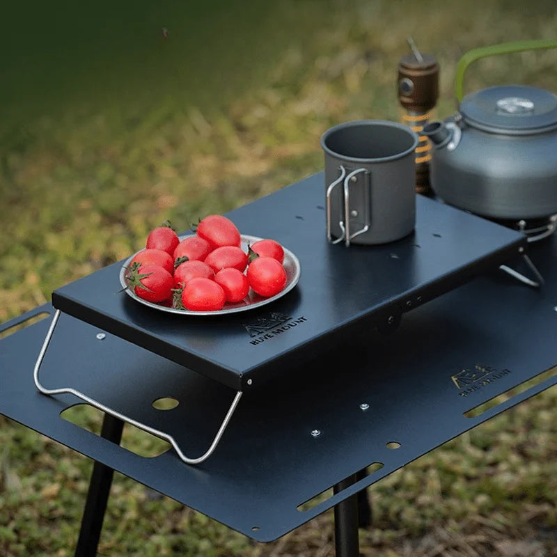 Outdoor Folding Small Table Portable Picnic Mini Table Thickened Steel Plate Spider Stove Insulated Table Camping Equipment