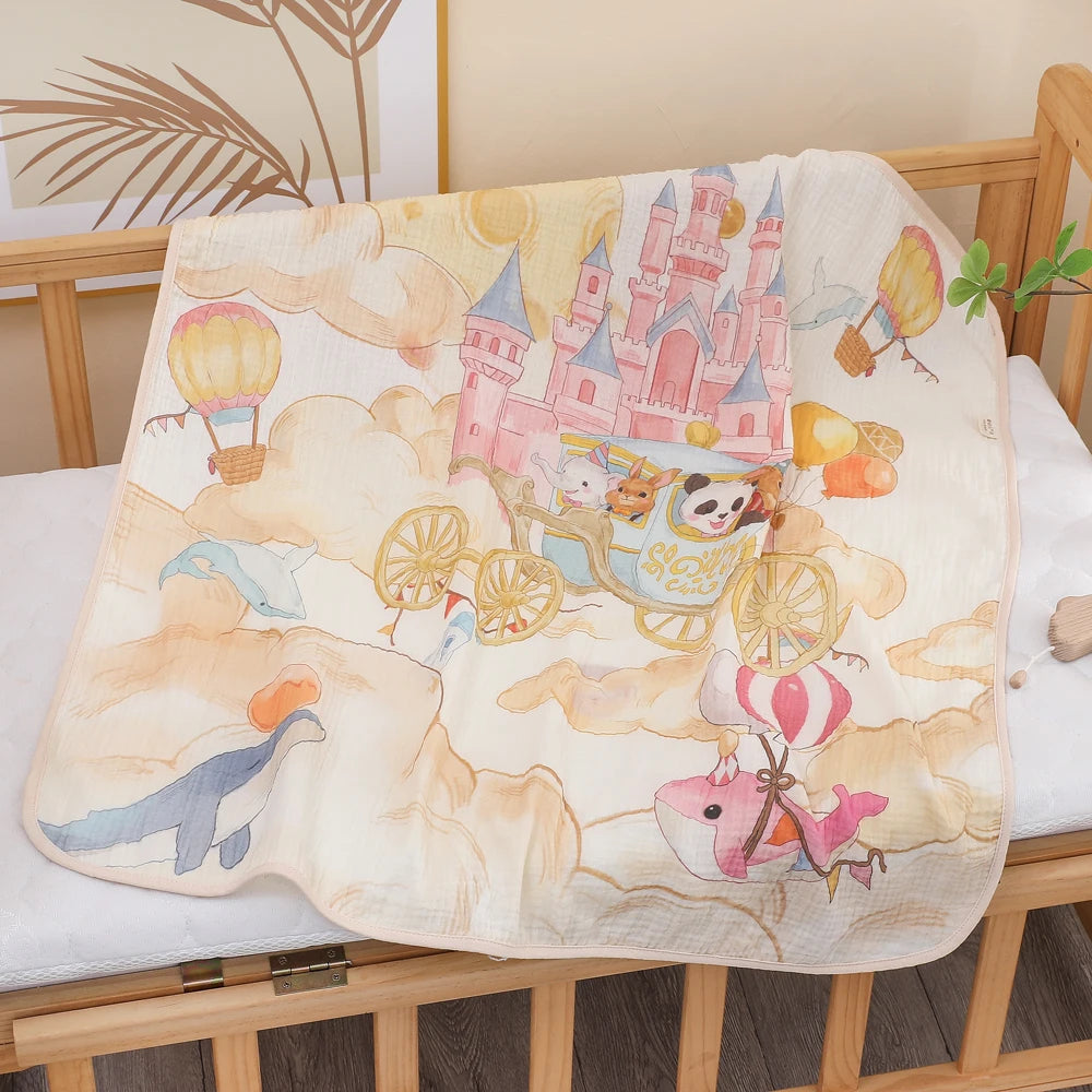 Newborn Baby Bath Towel Class A Pure Cotton Gauze – Soft Absorbent Children's Blanket for All Seasons - I YAN